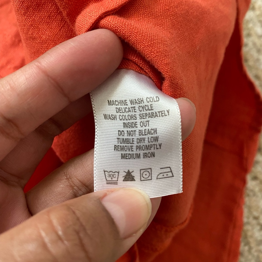 CHADWICK’S | 100% Linen Coral Button Down Shirt Size 14 - Picture 7 of 10